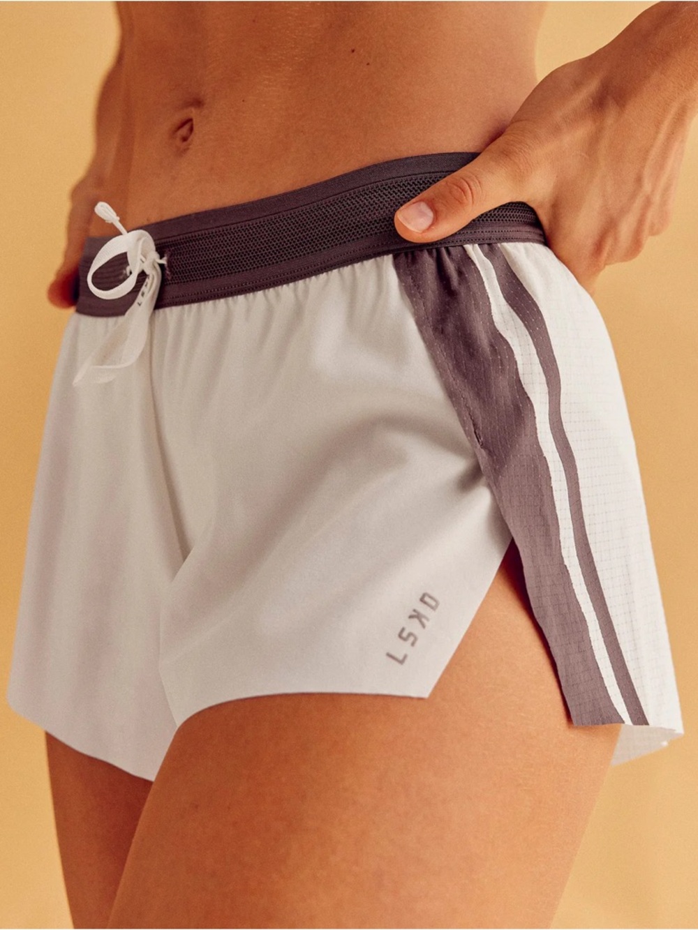 LSKD Accelerate 3" Force Mid-Rise Running Short - Cocoa powder Off White XS NWT